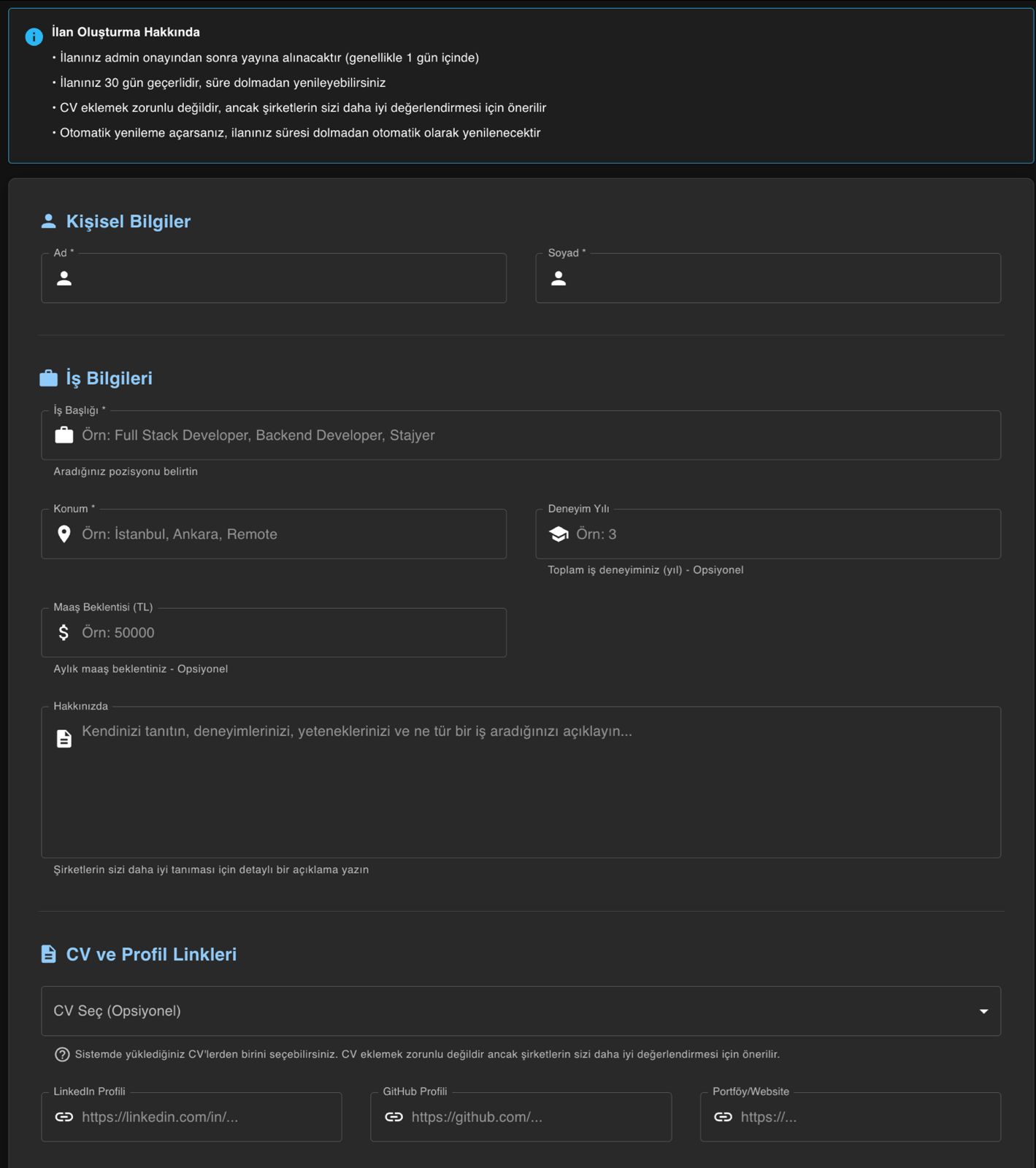 Ücretsiz İş Arama İlanı Yayınlama